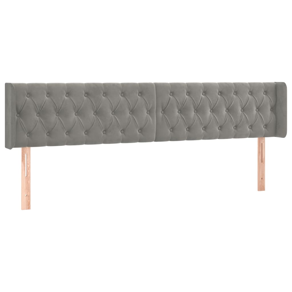 Galvūgalis su LED, šviesiai pilkas, 183x16x78/88cm, aksomas