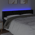 Galvūgalis su LED, juodos spalvos, 183x16x78/88cm, aksomas
