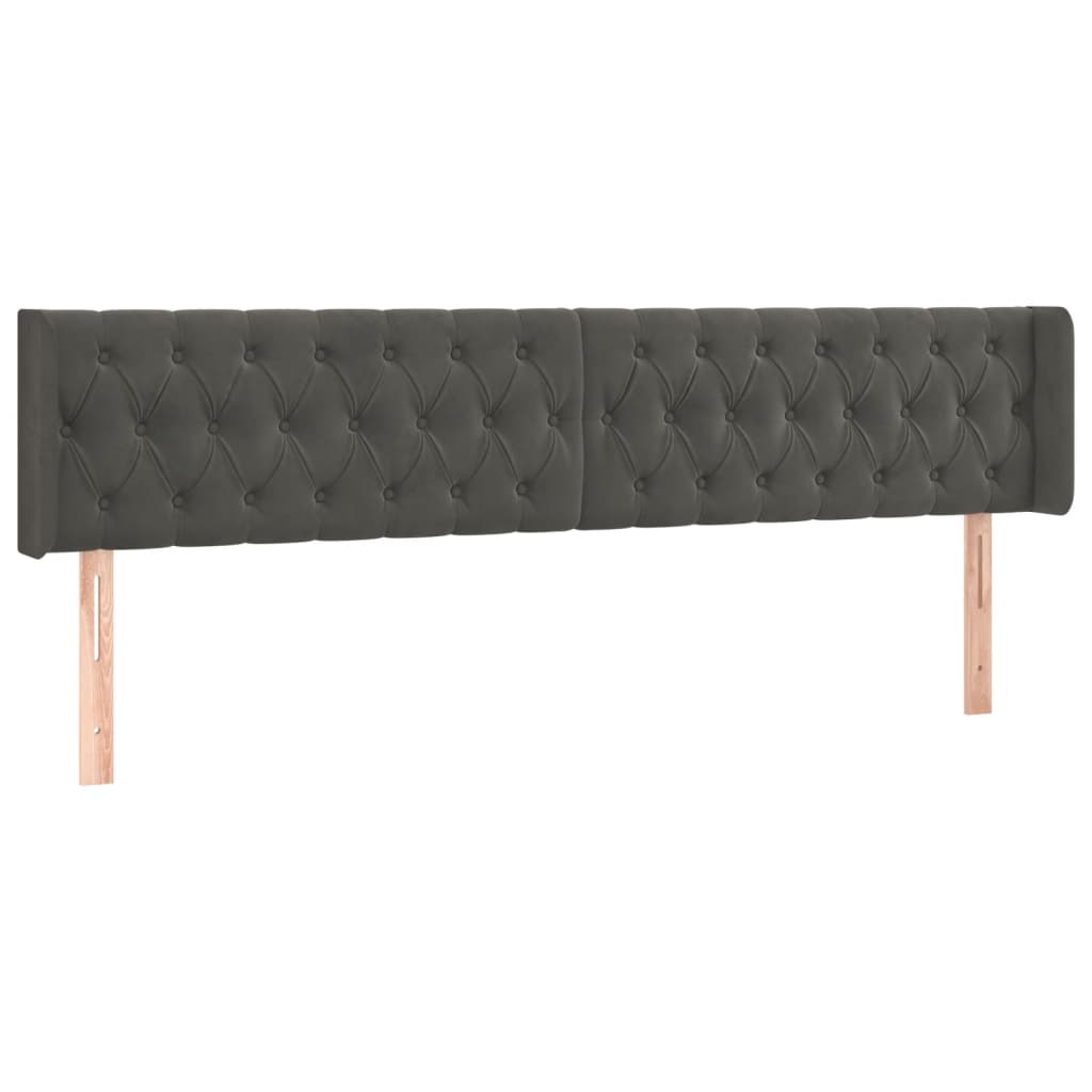 Galvūgalis su LED, tamsiai pilkas, 203x16x78/88cm, aksomas