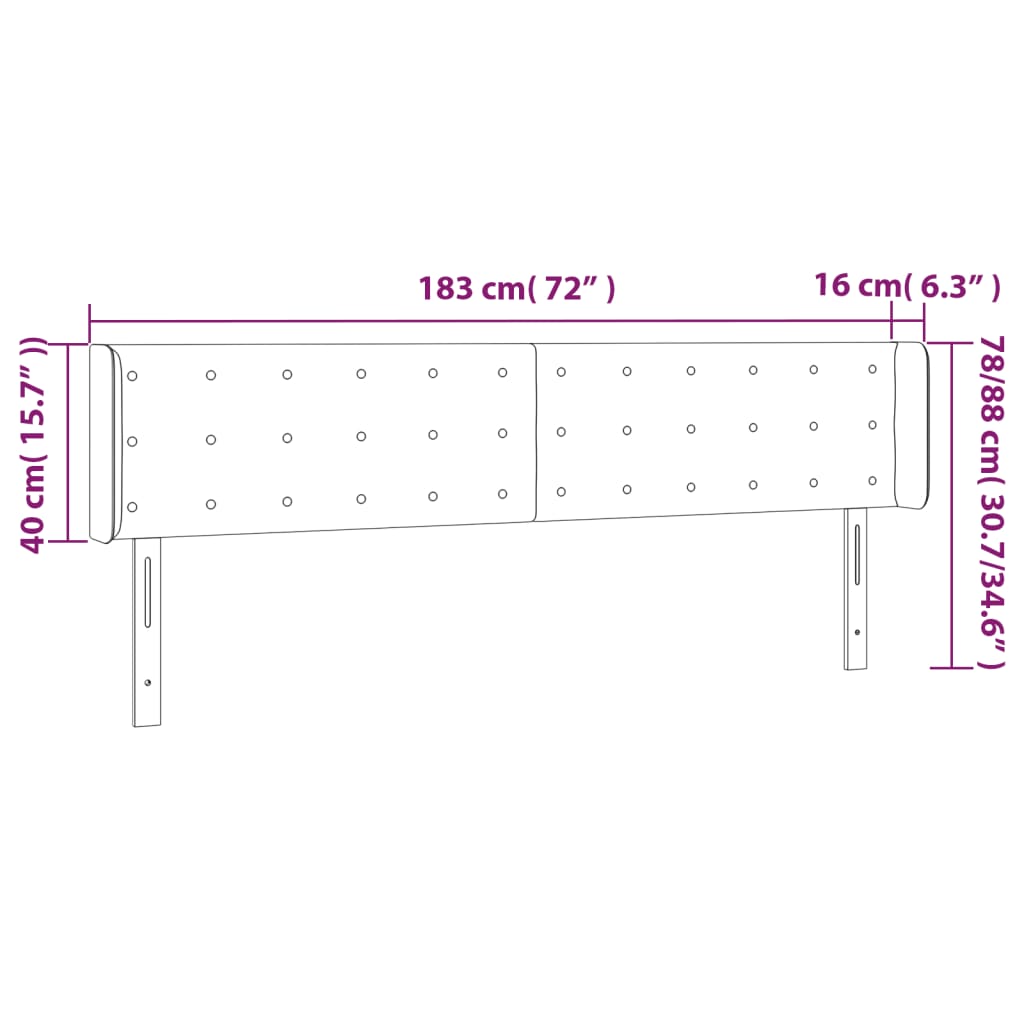 Galvūgalis su LED, tamsiai pilkas, 183x16x78/88cm, audinys