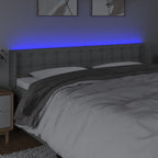 Galvūgalis su LED, šviesiai pilkas, 203x16x78/88cm, audinys