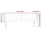 Galvūgalis su LED, šviesiai pilkas, 203x16x78/88cm, audinys