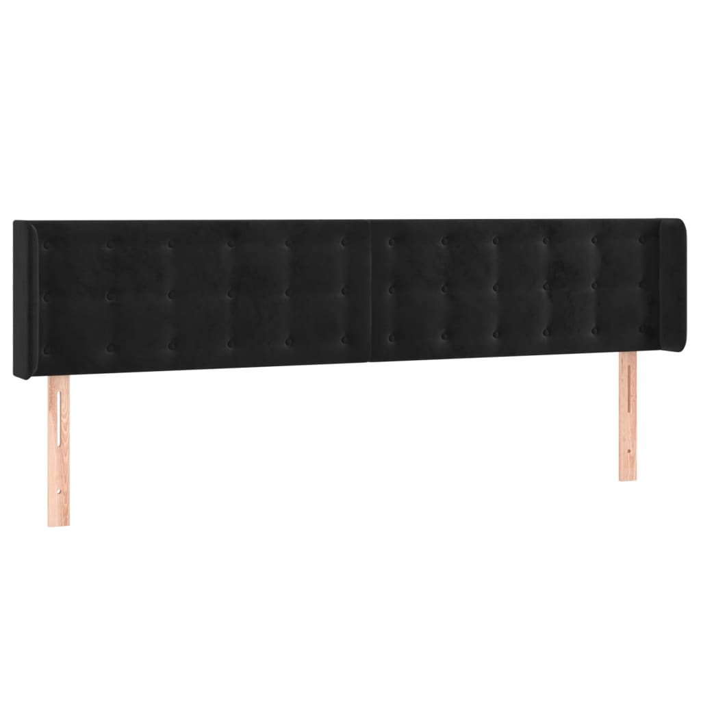 Galvūgalis su LED, juodos spalvos, 163x16x78/88cm, aksomas
