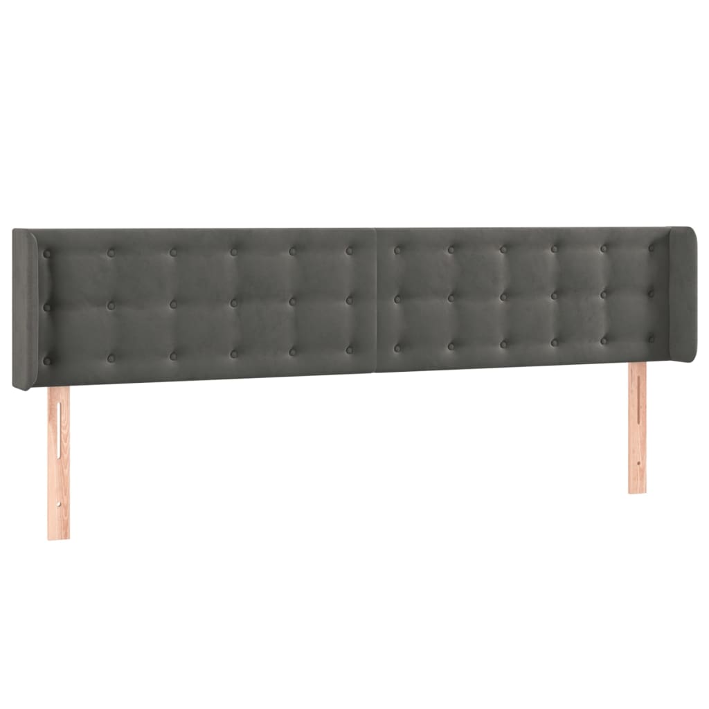 Galvūgalis su LED, tamsiai pilkas, 183x16x78/88cm, aksomas