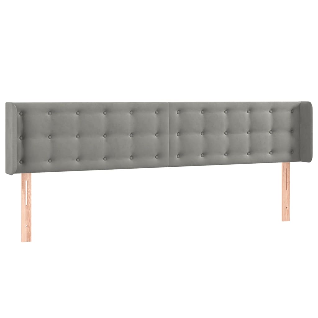 Galvūgalis su LED, šviesiai pilkas, 203x16x78/88cm, aksomas