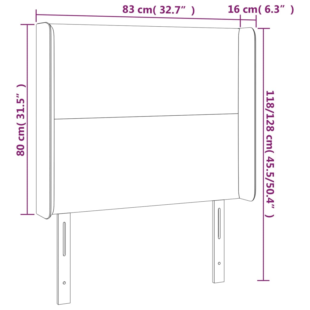 Galvūgalis su LED, juodos spalvos, 83x16x118/128cm, audinys