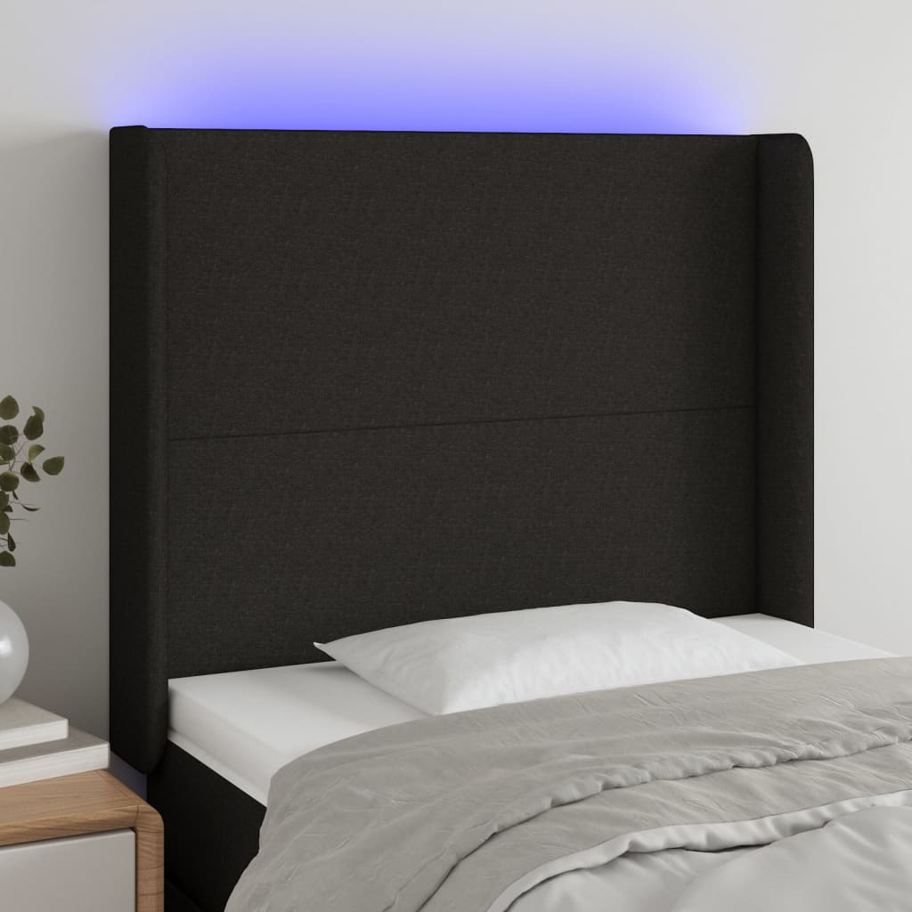 Galvūgalis su LED, juodos spalvos, 83x16x118/128cm, audinys