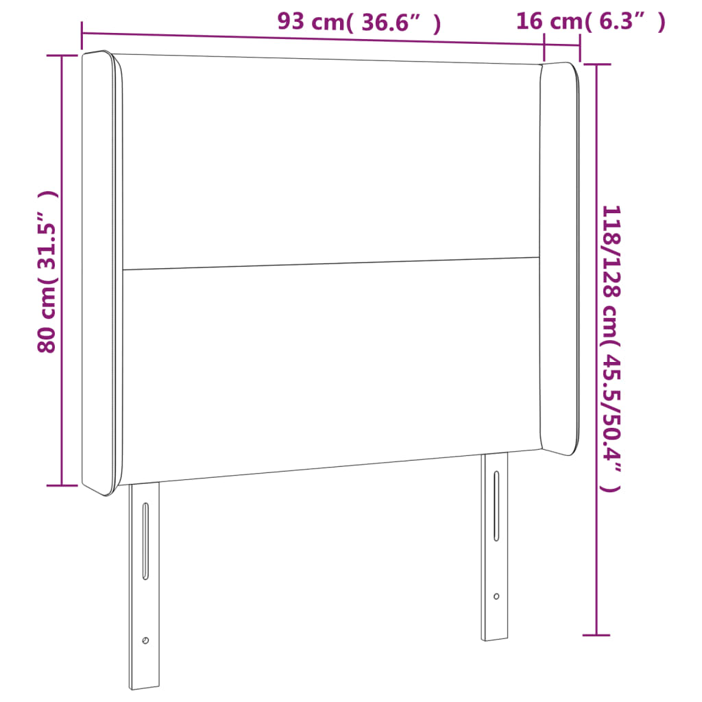 Galvūgalis su LED, juodos spalvos, 93x16x118/128cm, audinys