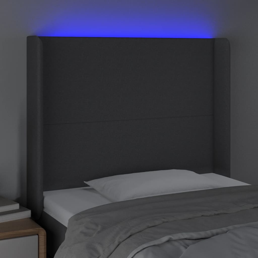 Galvūgalis su LED, juodos spalvos, 103x16x118/128cm, audinys