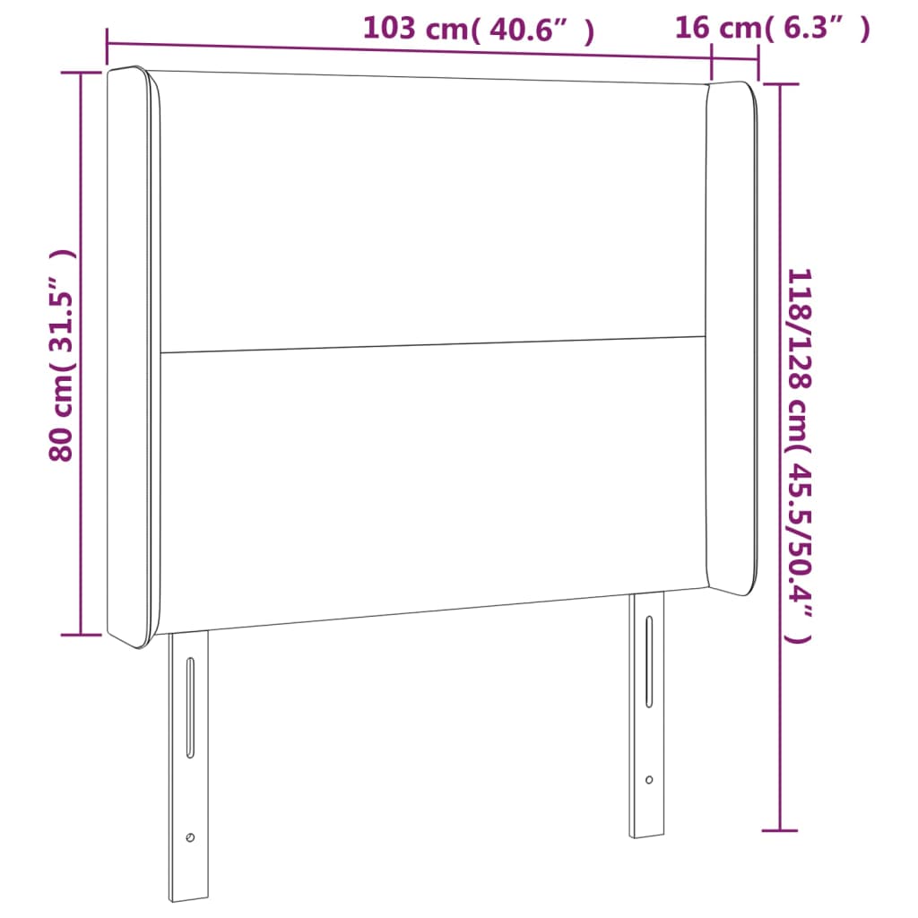 Galvūgalis su LED, juodos spalvos, 103x16x118/128cm, audinys