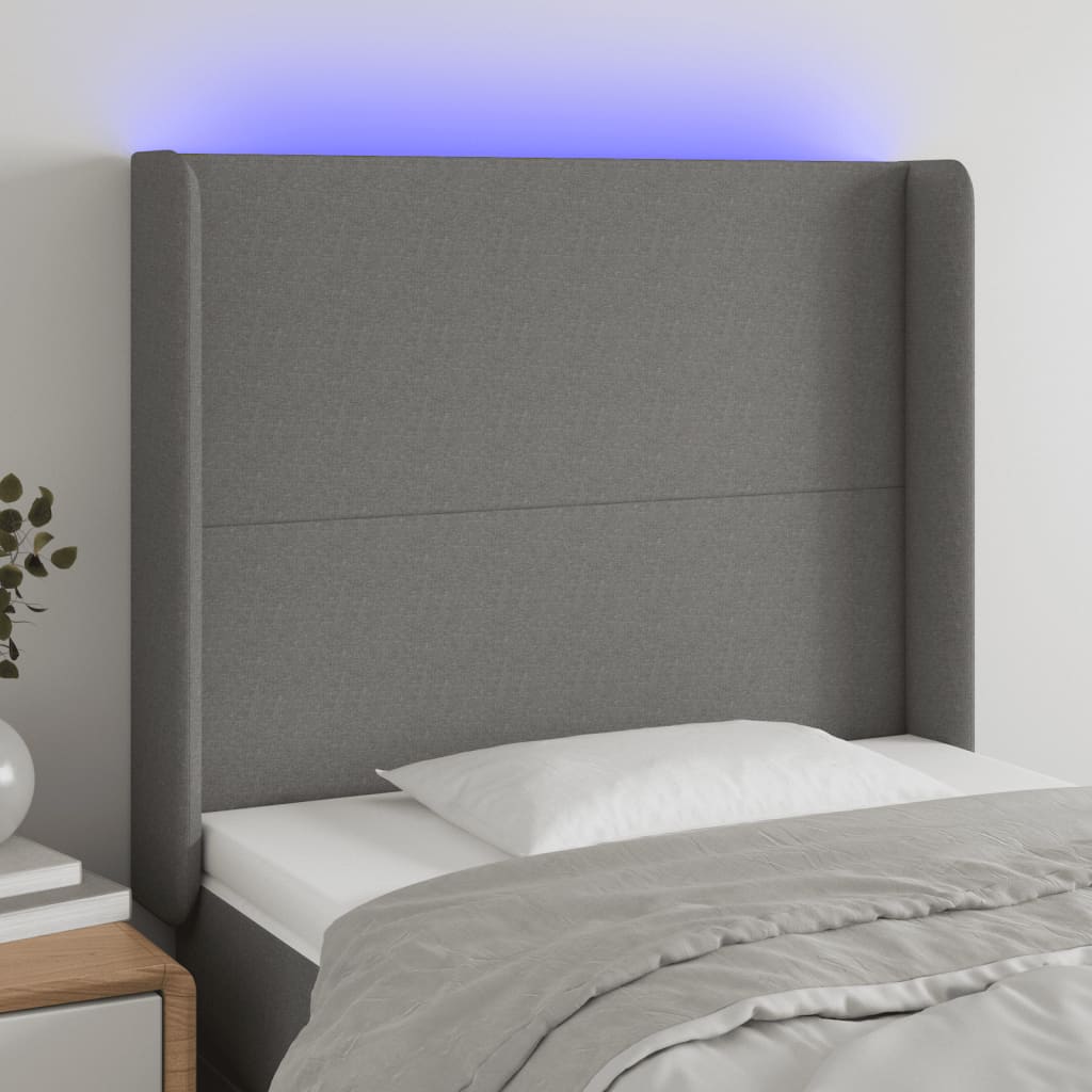 Galvūgalis su LED, juodos spalvos, 103x16x118/128cm, audinys