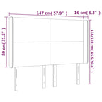 Galvūgalis su LED, šviesiai pilkas, 147x16x118/128cm, audinys