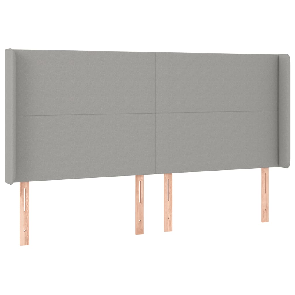 Galvūgalis su LED, šviesiai pilkas, 163x16x118/128cm, audinys