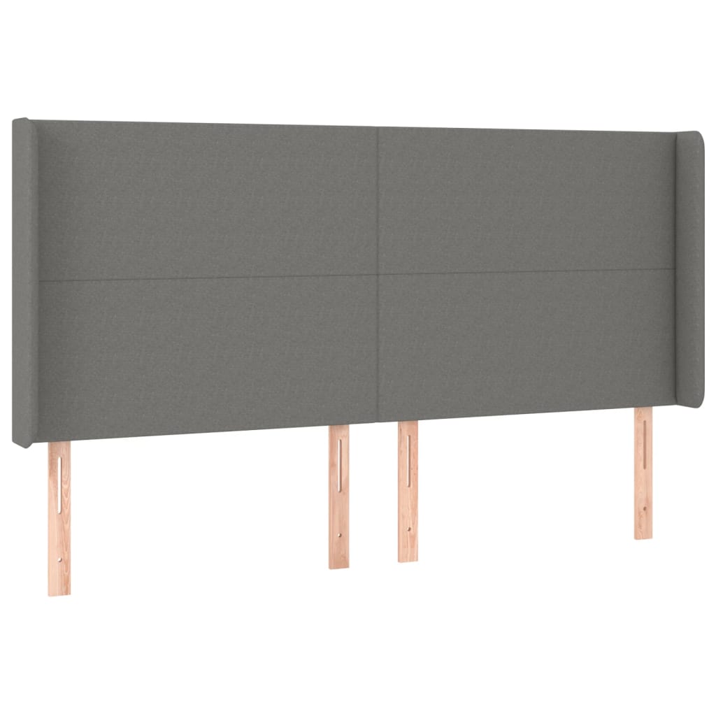 Galvūgalis su LED, tamsiai pilkas, 203x16x118/128cm, audinys