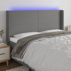 Galvūgalis su LED, tamsiai pilkas, 203x16x118/128cm, audinys
