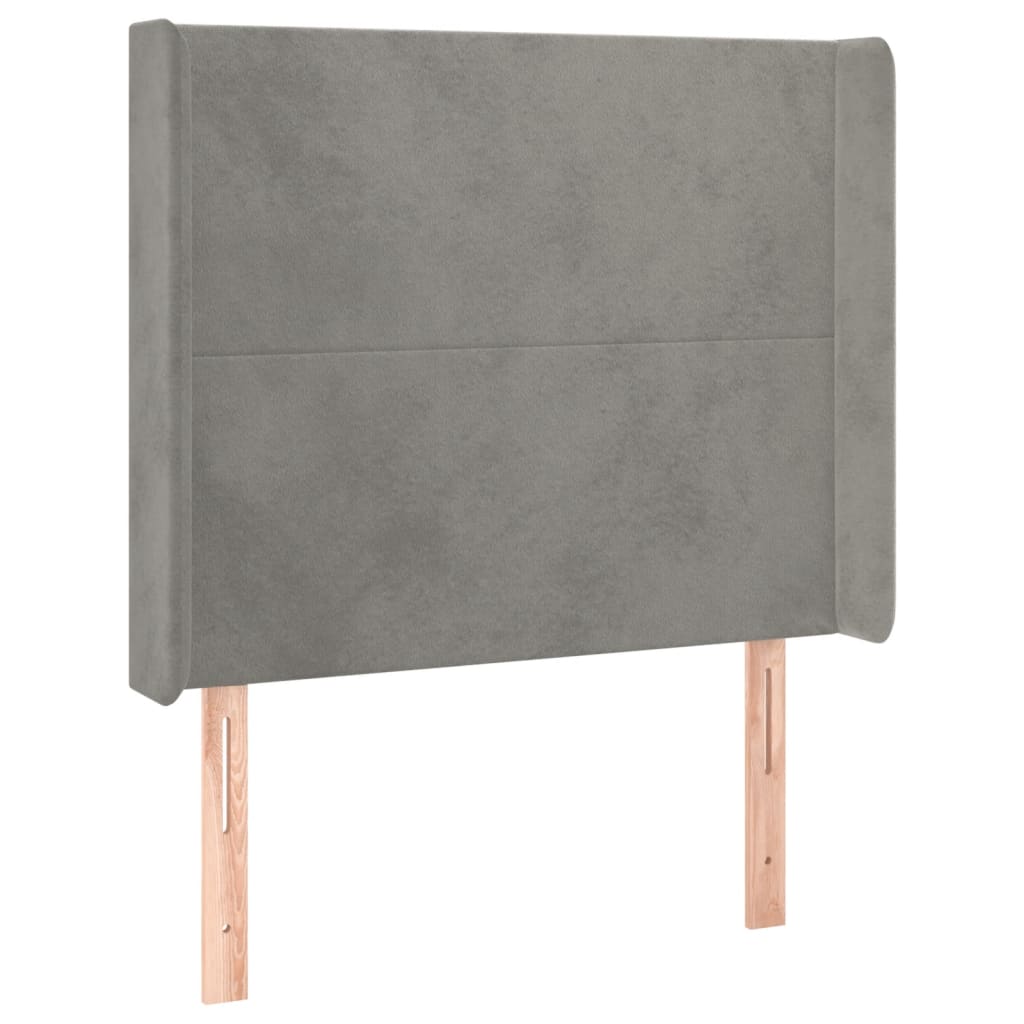 Galvūgalis su LED, šviesiai pilkas, 83x16x118/128cm, aksomas