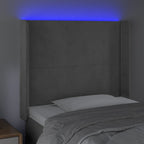 Galvūgalis su LED, šviesiai pilkas, 83x16x118/128cm, aksomas