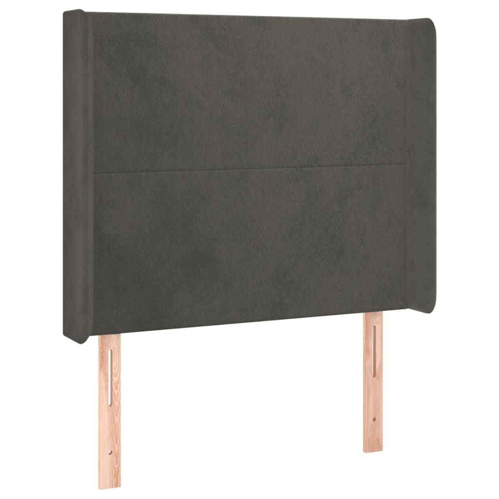 Galvūgalis su LED, tamsiai pilkas, 83x16x118/128cm, aksomas