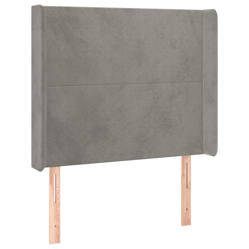 Galvūgalis su LED, šviesiai pilkas, 103x16x118/128cm, aksomas