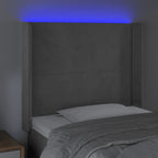 Galvūgalis su LED, šviesiai pilkas, 103x16x118/128cm, aksomas