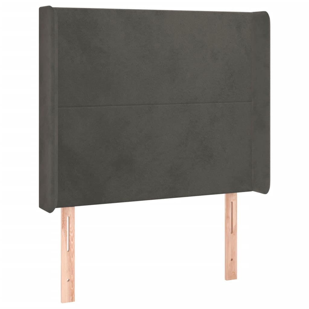 Galvūgalis su LED, tamsiai pilkas, 103x16x118/128cm, aksomas