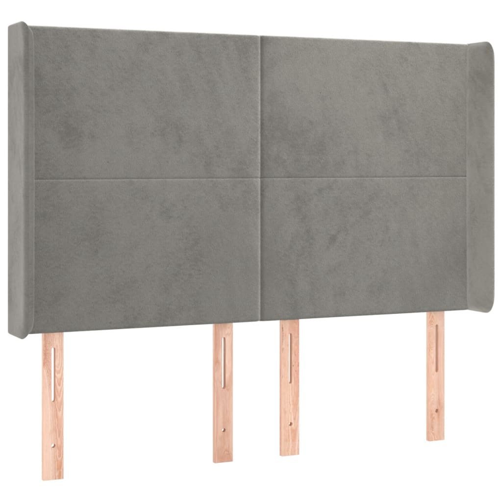 Galvūgalis su LED, šviesiai pilkas, 147x16x118/128cm, aksomas
