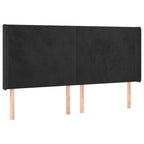 Galvūgalis su LED, juodos spalvos, 183x16x118/128cm, aksomas