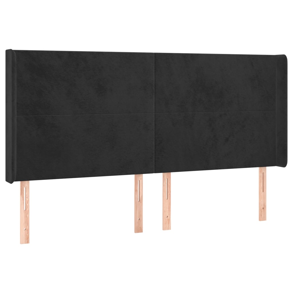 Galvūgalis su LED, juodos spalvos, 183x16x118/128cm, aksomas