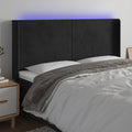 Galvūgalis su LED, juodos spalvos, 183x16x118/128cm, aksomas