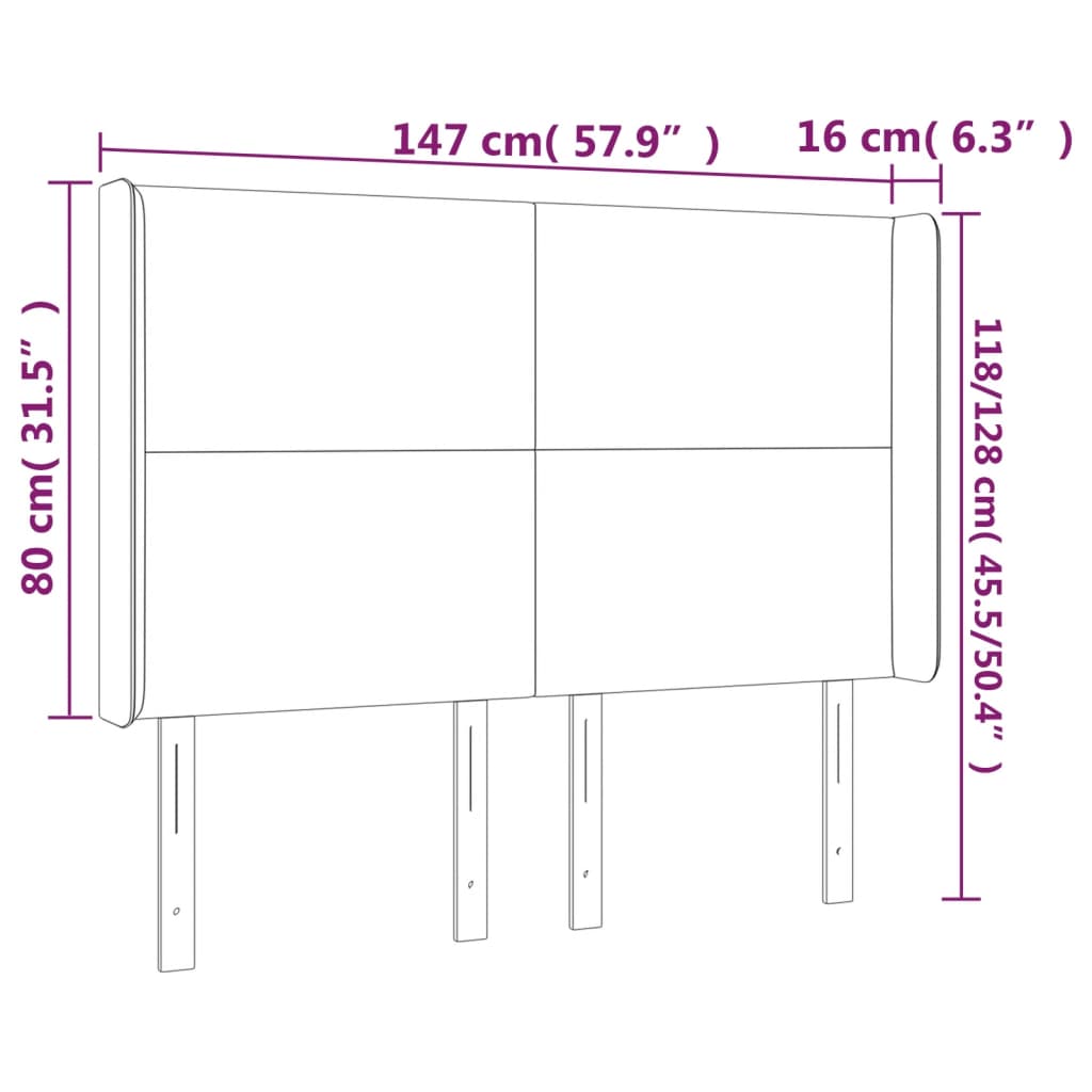 Galvūgalis su LED, juodos spalvos, 147x16x118/128 cm