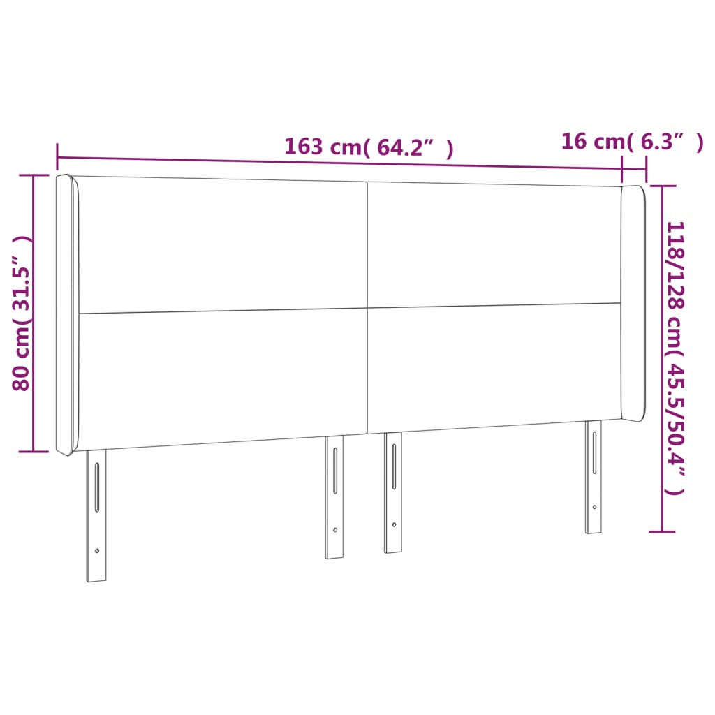 Galvūgalis su LED, baltos spalvos, 163x16x118/128 cm