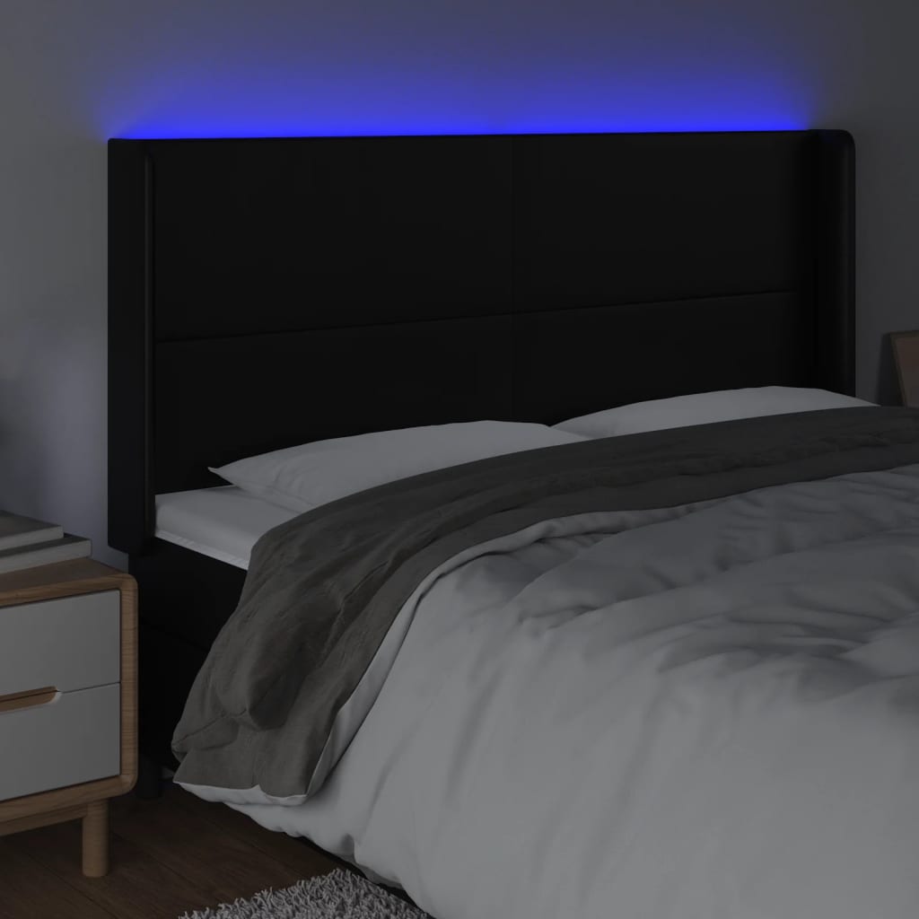 Galvūgalis su LED, juodos spalvos, 203x16x118/128 cm