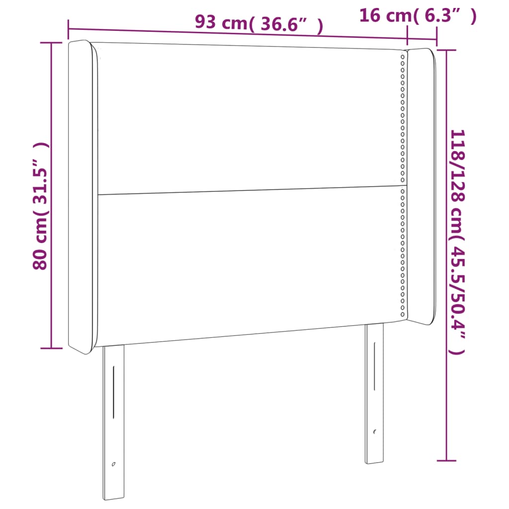 Galvūgalis su LED, tamsiai pilkas, 93x16x118/128cm, audinys