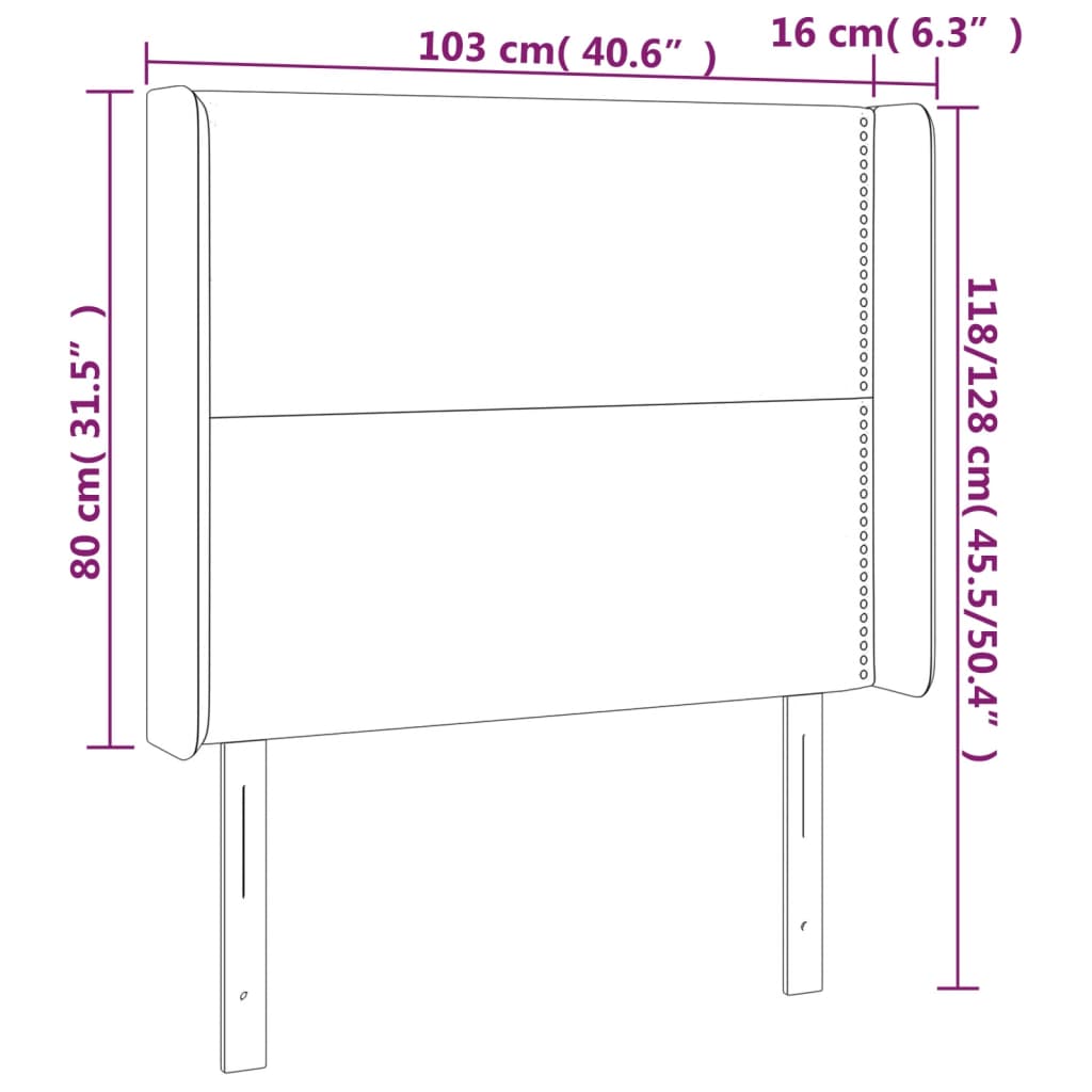 Galvūgalis su LED, tamsiai pilkas, 103x16x118/128cm, audinys
