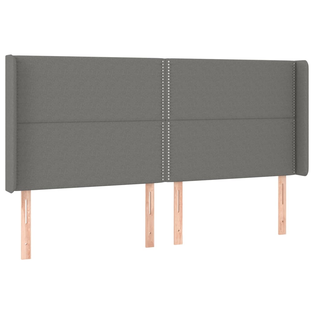 Galvūgalis su LED, tamsiai pilkas, 203x16x118/128cm, audinys