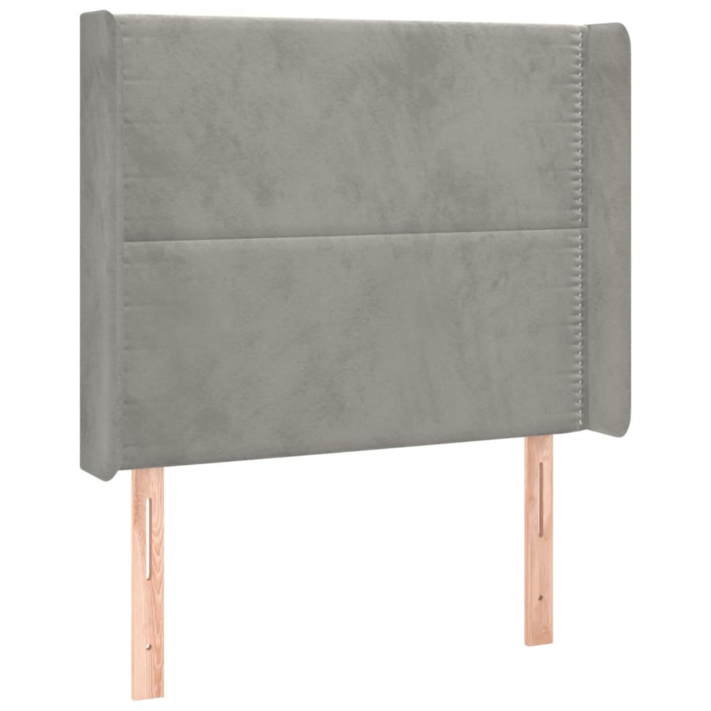 Galvūgalis su LED, šviesiai pilkas, 103x16x118/128cm, aksomas