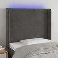 Galvūgalis su LED, tamsiai pilkas, 103x16x118/128cm, aksomas