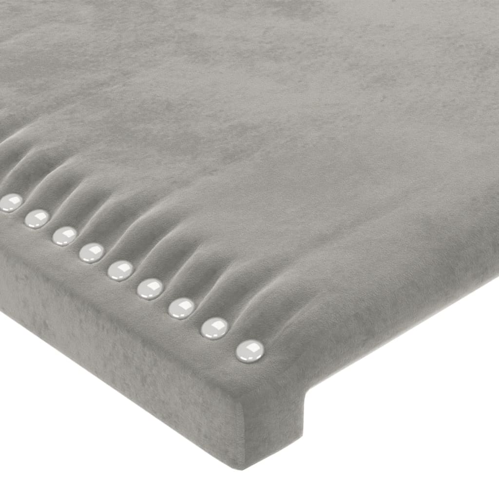 Galvūgalis su LED, šviesiai pilkas, 203x16x118/128cm, aksomas