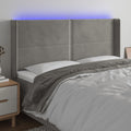Galvūgalis su LED, šviesiai pilkas, 203x16x118/128cm, aksomas