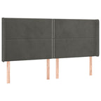 Galvūgalis su LED, tamsiai pilkas, 203x16x118/128cm, aksomas