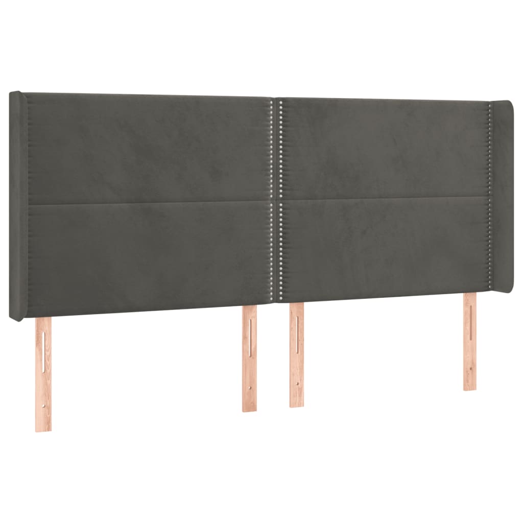 Galvūgalis su LED, tamsiai pilkas, 203x16x118/128cm, aksomas