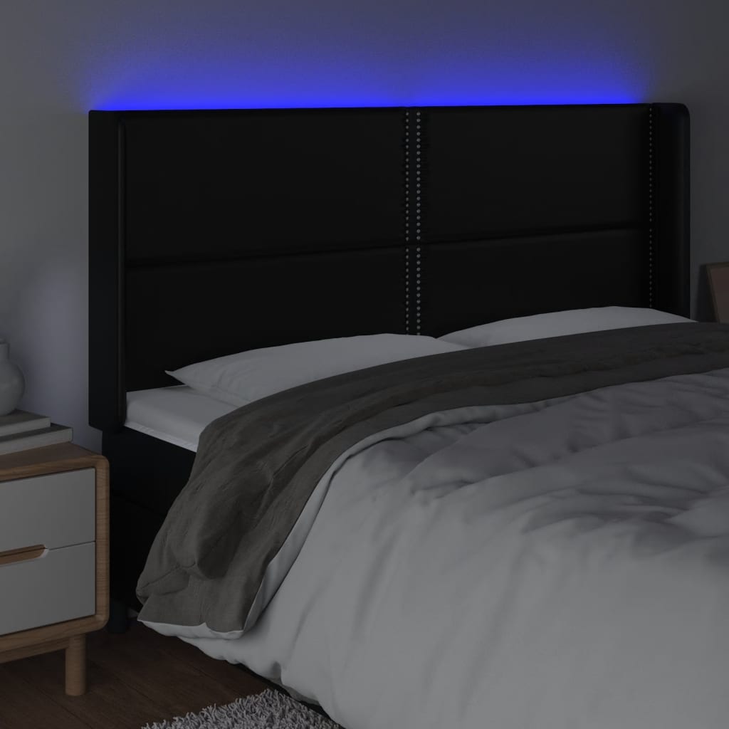 Galvūgalis su LED, juodos spalvos, 203x16x118/128 cm