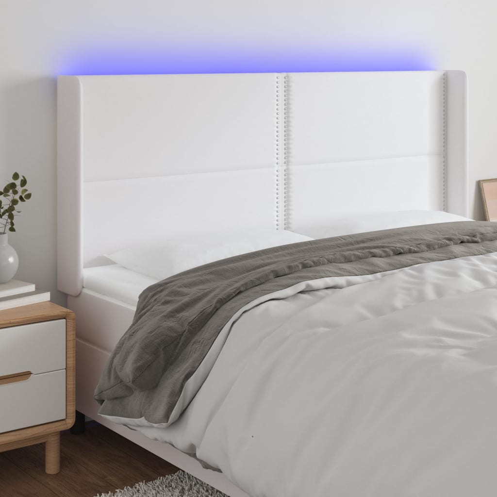 Galvūgalis su LED, baltos spalvos, 203x16x118/128 cm