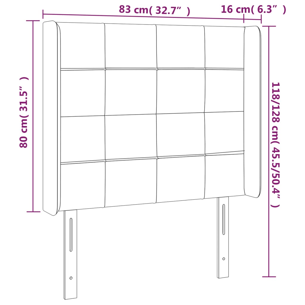 Galvūgalis su LED, juodos spalvos, 83x16x118/128cm, audinys