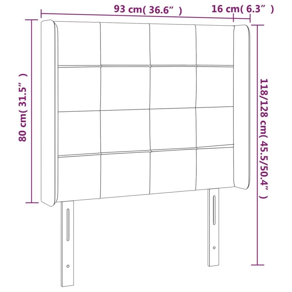 Galvūgalis su LED, tamsiai pilkas, 93x16x118/128cm, audinys