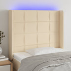 Galvūgalis su LED, kreminės spalvos, 103x16x118/128cm, audinys