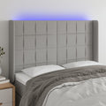 Galvūgalis su LED, šviesiai pilkas, 147x16x118/128cm, audinys
