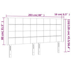 Galvūgalis su LED, šviesiai pilkas, 203x16x118/128cm, audinys