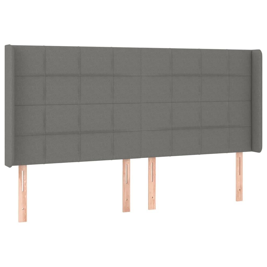 Galvūgalis su LED, tamsiai pilkas, 203x16x118/128cm, audinys