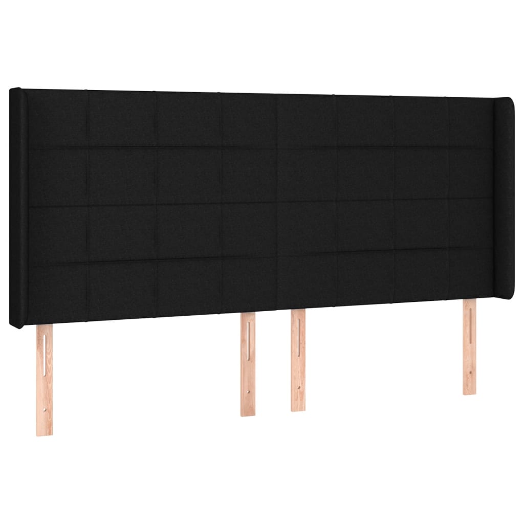 Galvūgalis su LED, juodos spalvos, 203x16x118/128cm, audinys